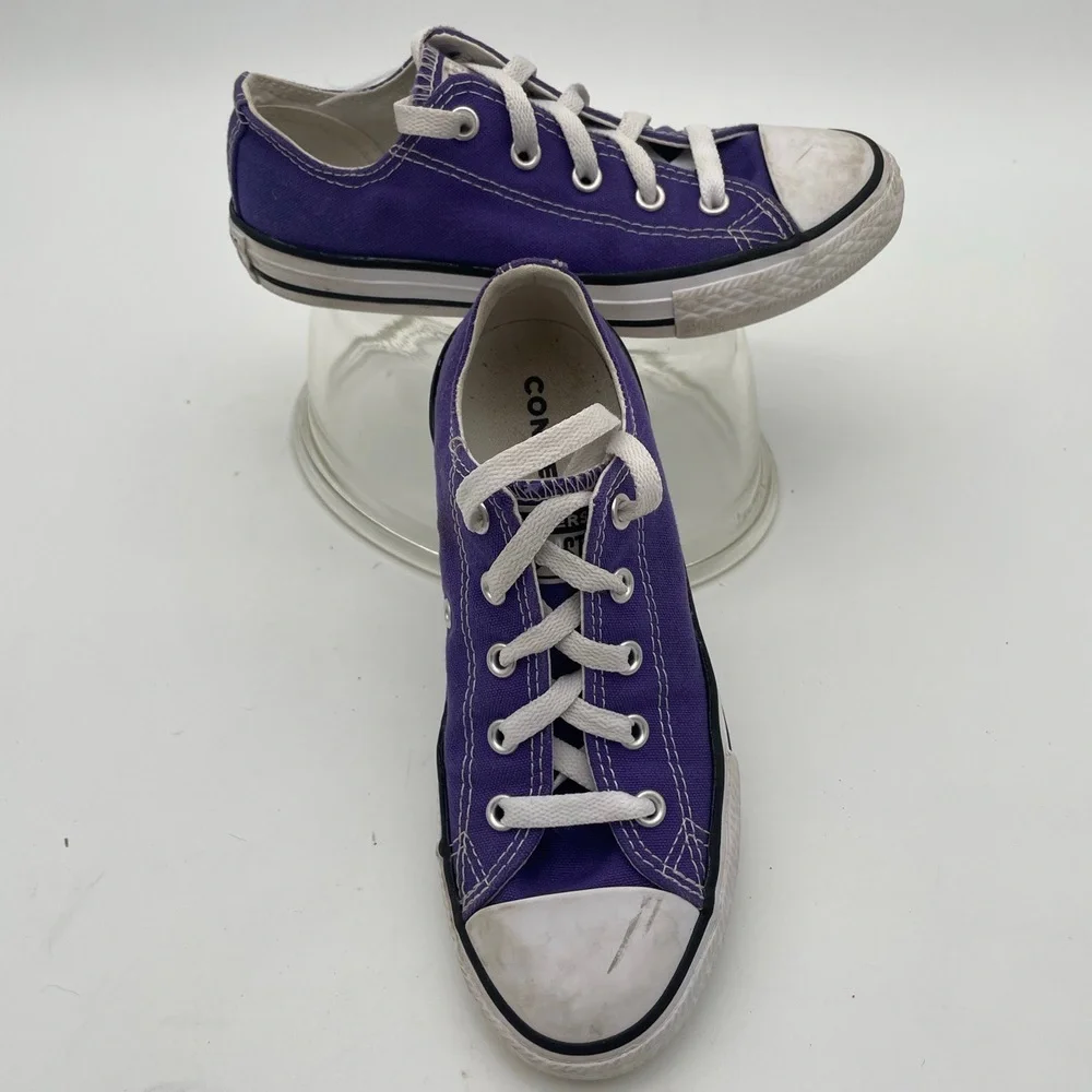 Converse 337837F Purple‎ Canvas Low Top youth Kids All Star Sneakers Size US 1